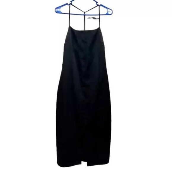 Express Dress Women's Size 10 Black Spaghetti Strap Front Slit Office Wear NWT - Picture 1 of 11